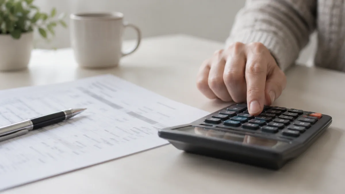 Estimating monthly token-based API costs with a calculator at a desk