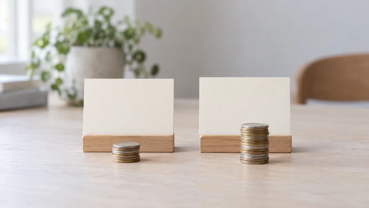 Two blank price cards side by side, standing in for comparing two API price lists