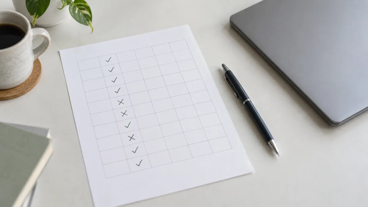 A tester tallies twenty automation runs on paper to track success rate