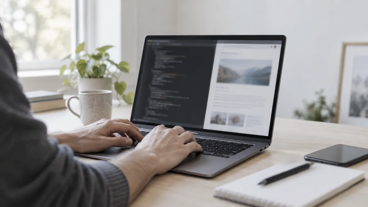A developer runs a browser automation script in a laptop terminal