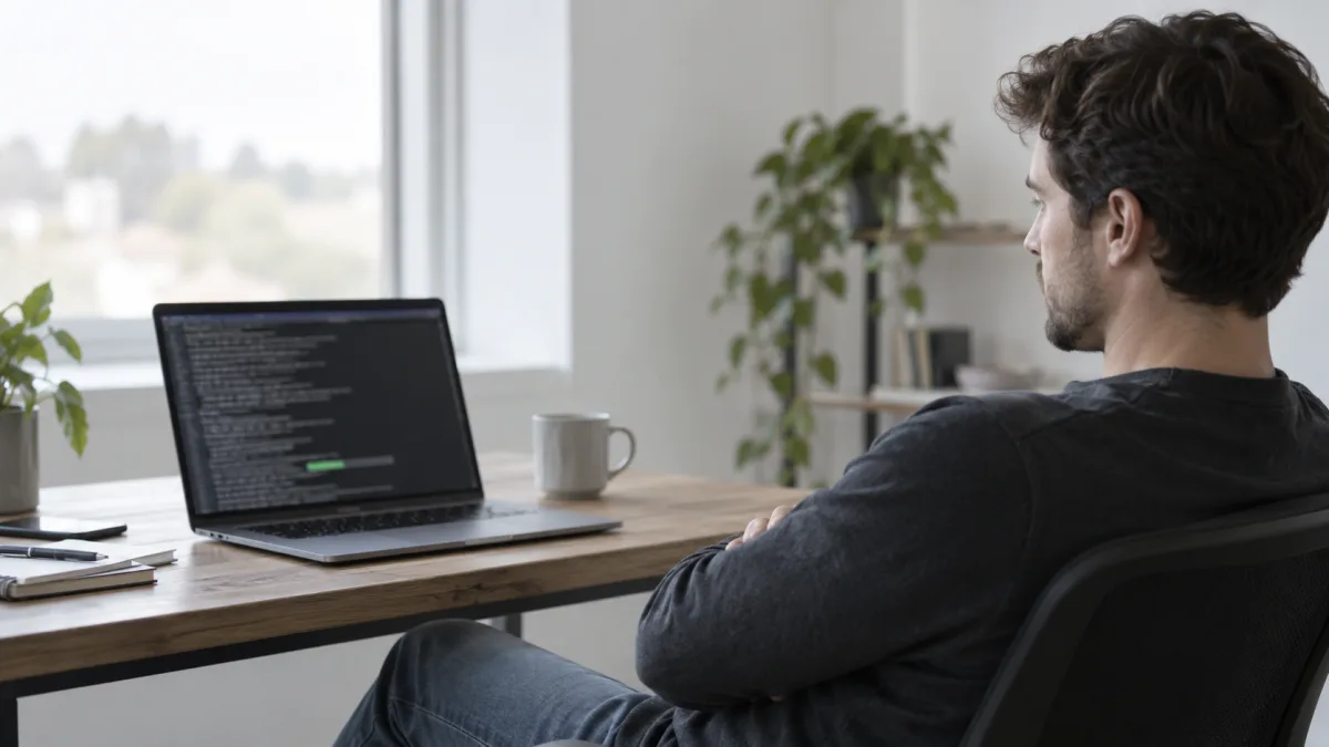 A terminal coding agent runs through a round of edits and tests