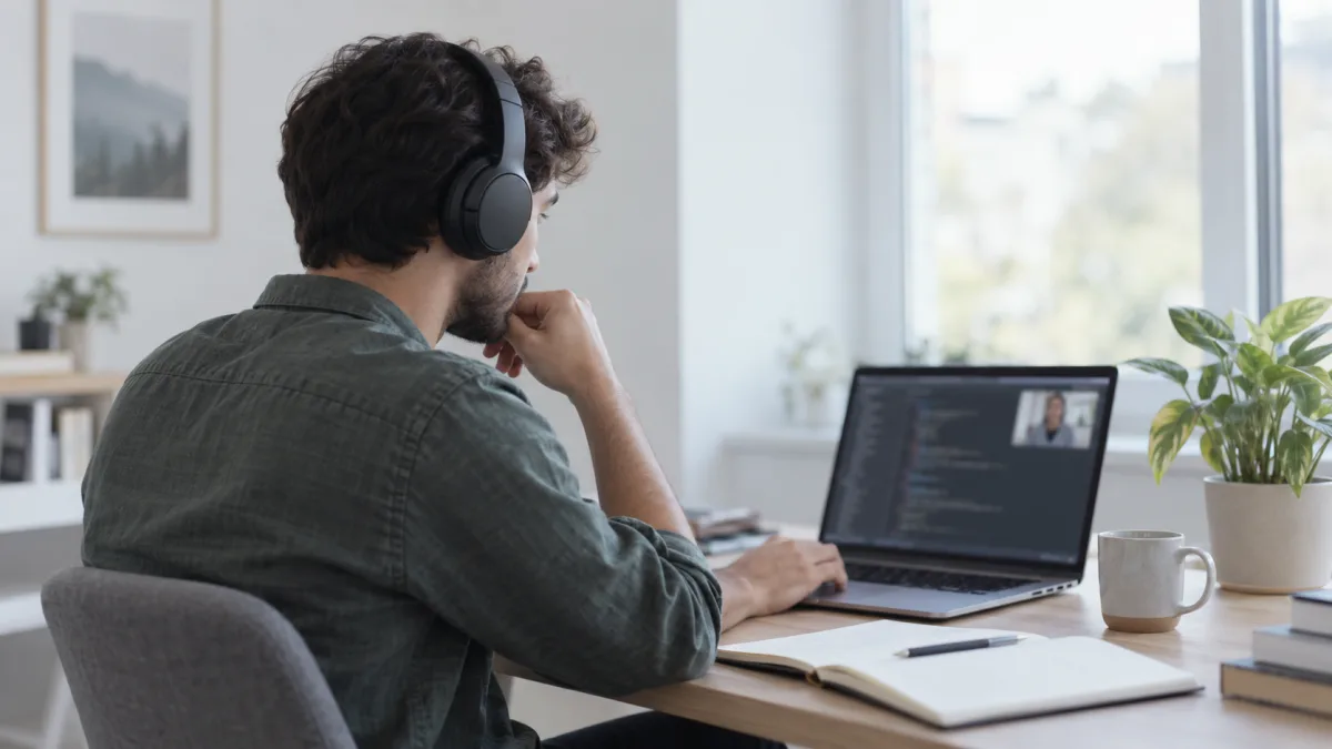 Two developers pair remotely, collaborating in the same file