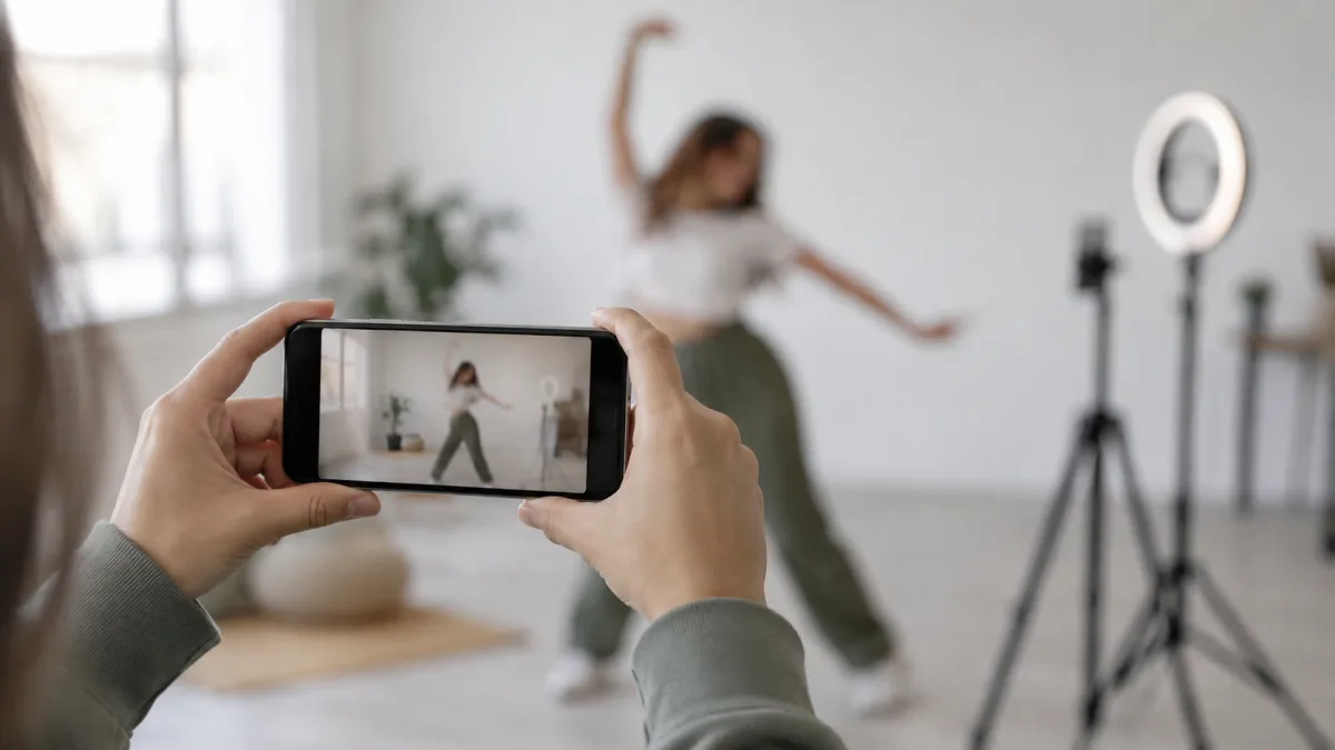 A creator checks the motion in a short clip on a phone