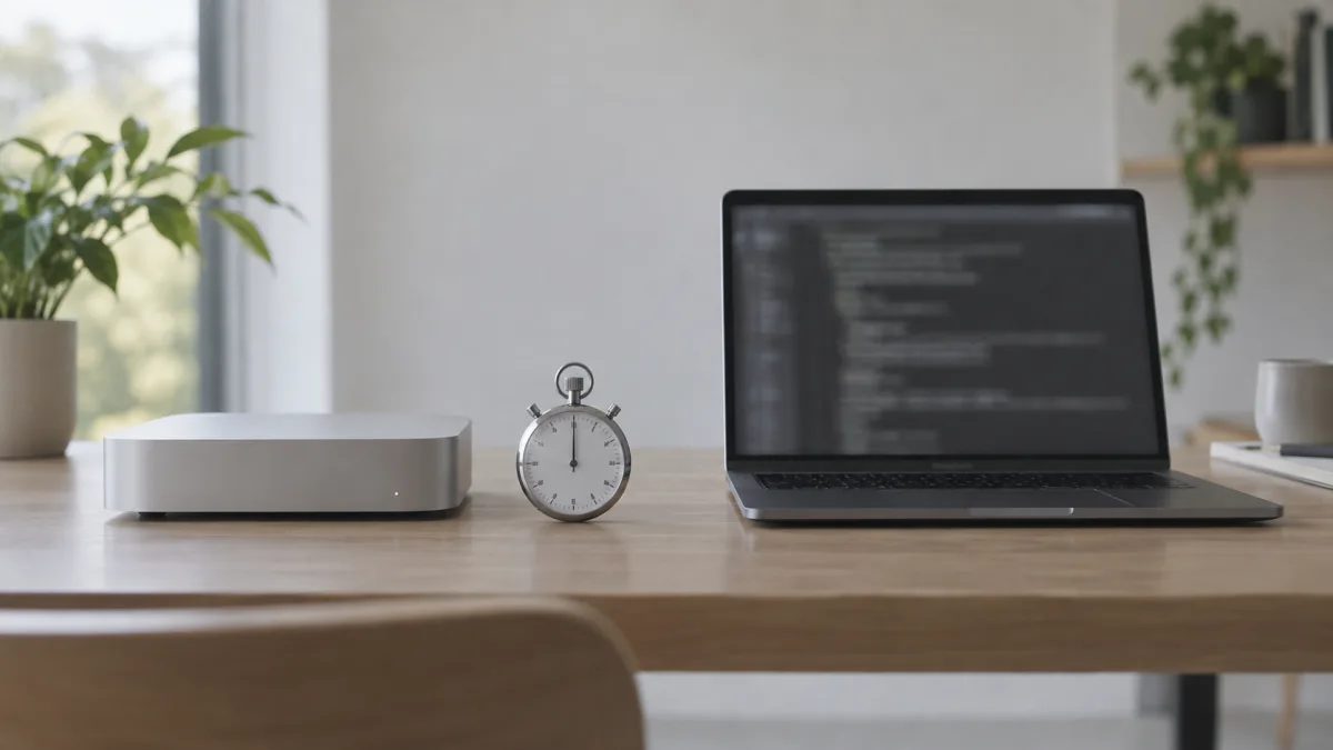 Two machines run the same model to compare generation speed