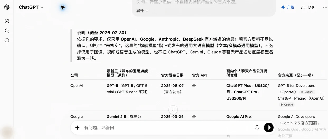 ChatGPT Free web-research answer