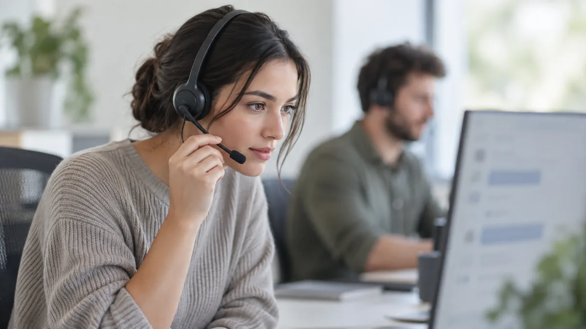 After a bot handoff, a human agent picks up the call to continue