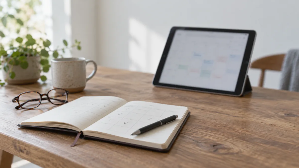 Reviewing a week's workflow notes during a weekend recap