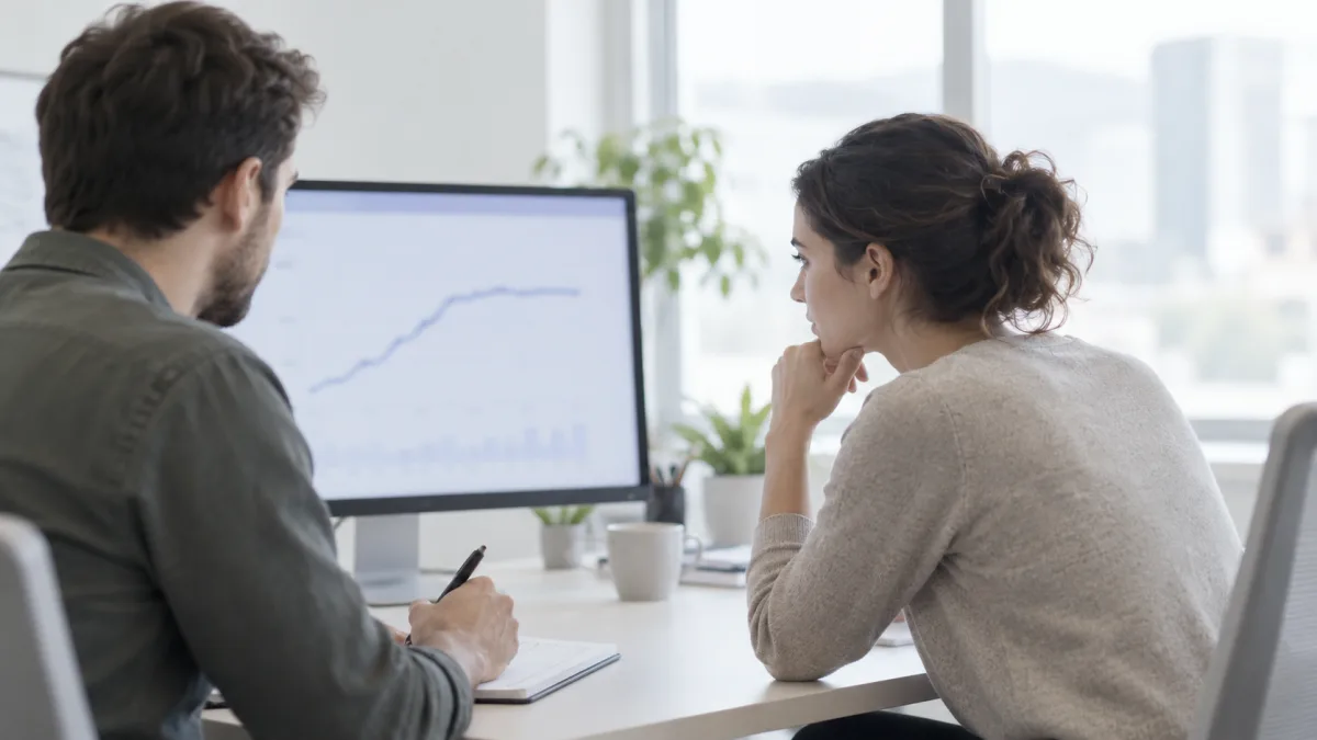 A content team reviews changes in search traffic