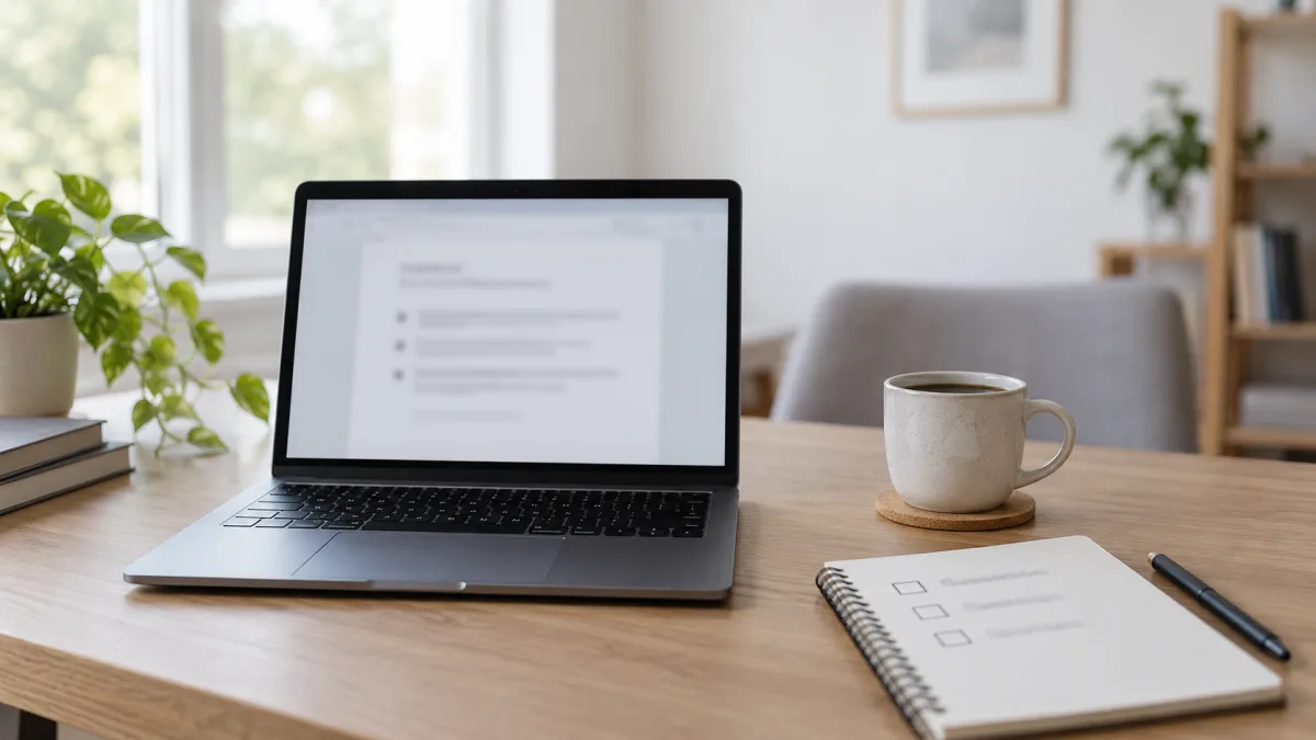 Organizing minutes and action items on a laptop after the meeting