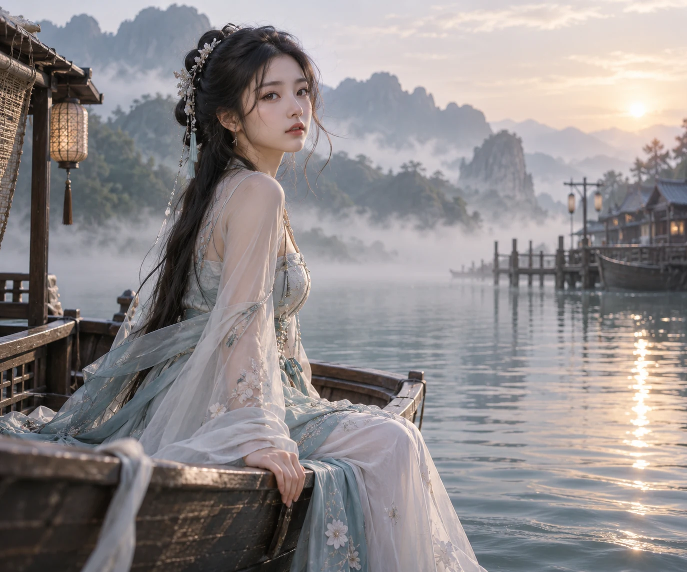 成年女性人像:渡舟烟水旅途