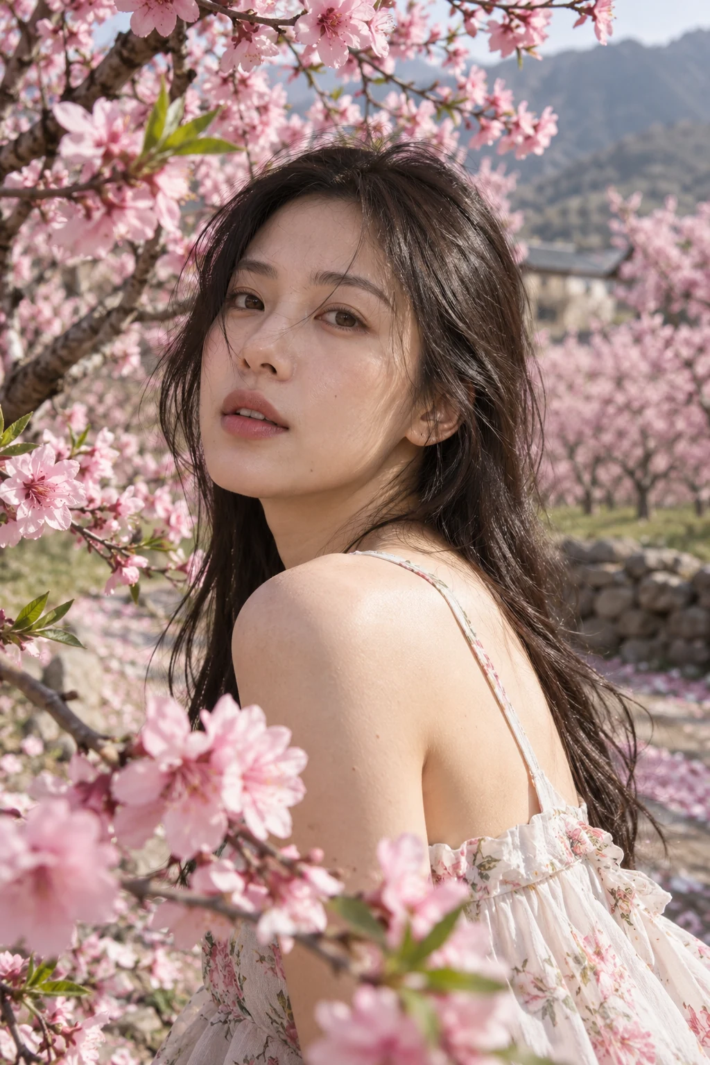 成年女性人像:春日桃花林人像