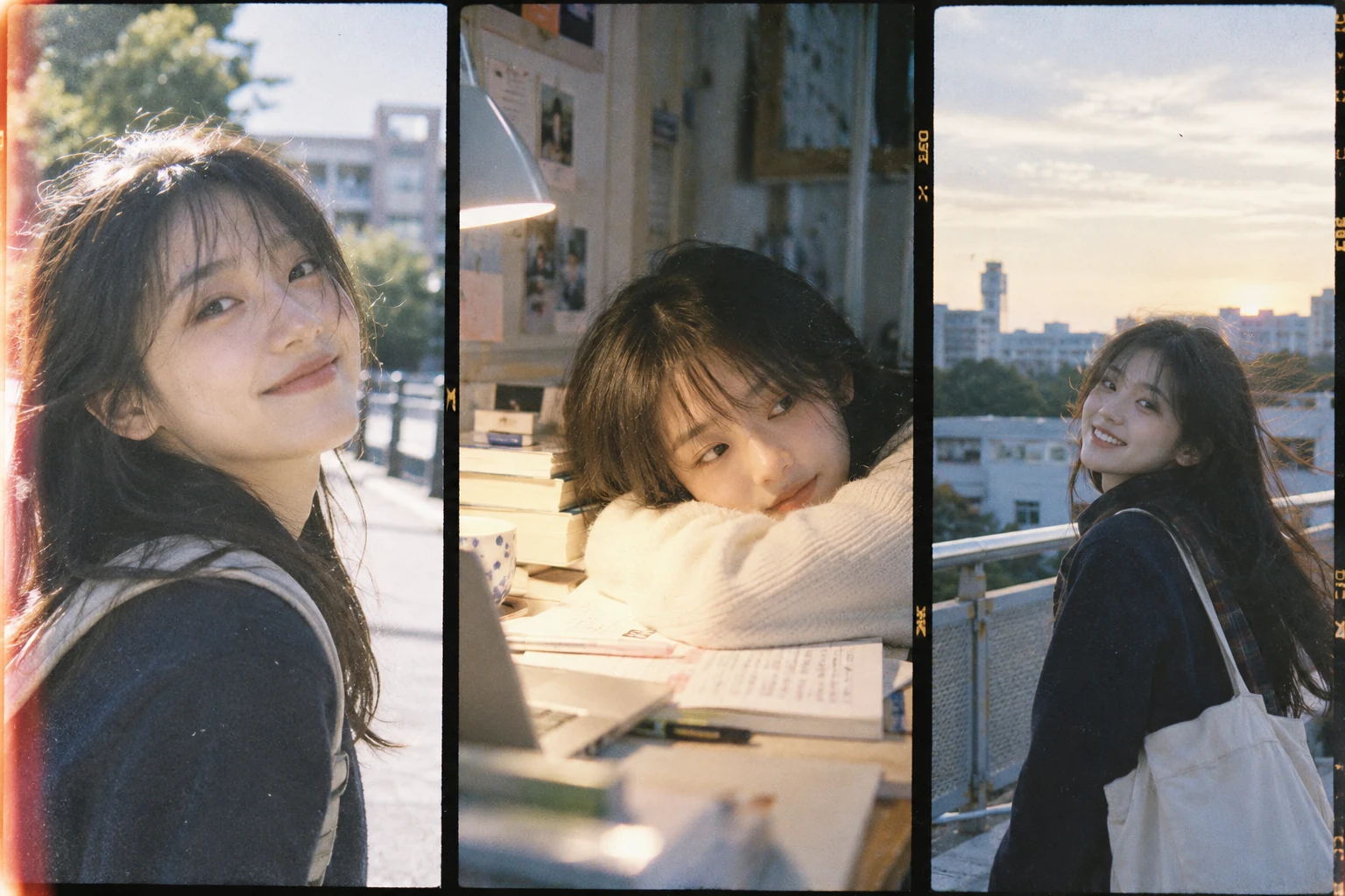 Adult female portrait: Three classroom film frames