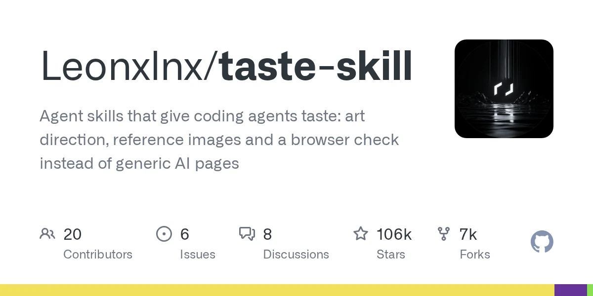 Leonxlnx/taste-skill repository preview