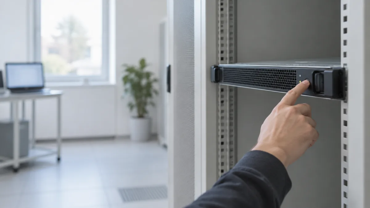 A Linux server in a rack that stays online around the clock
