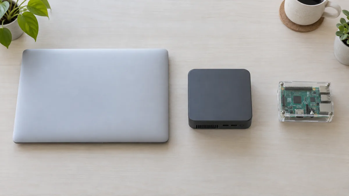 The same assistant can run on a laptop, a mini PC, a Raspberry Pi or a cloud server