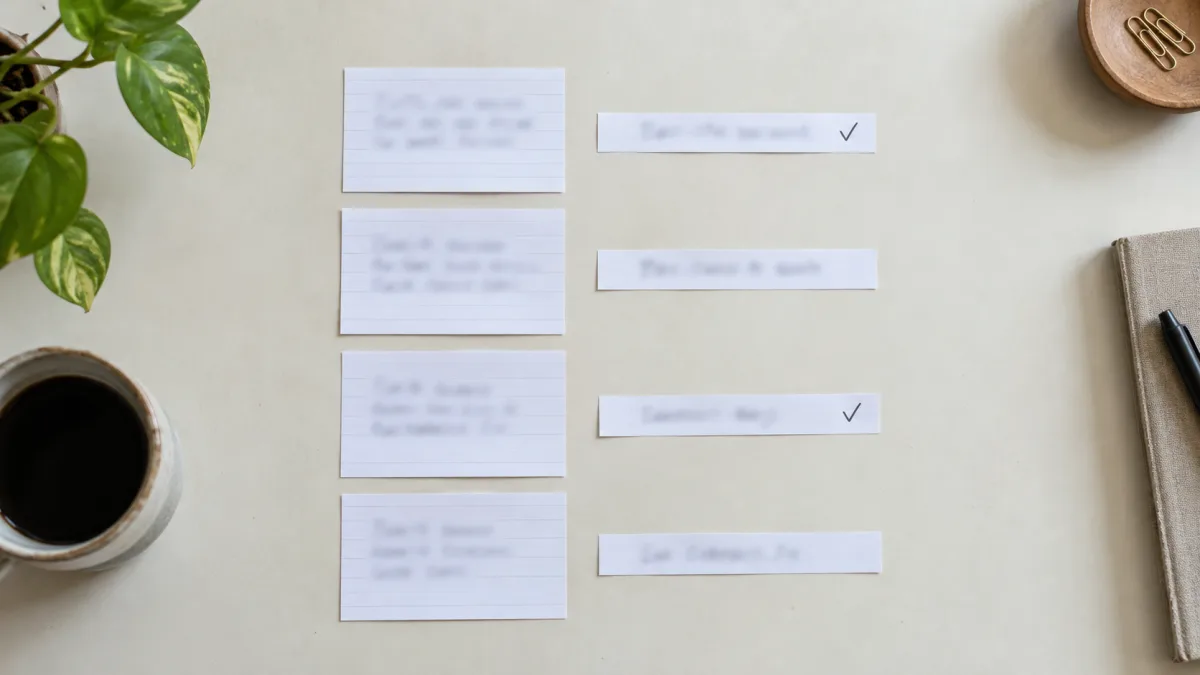 Test question cards paired with the retrieved document snippets