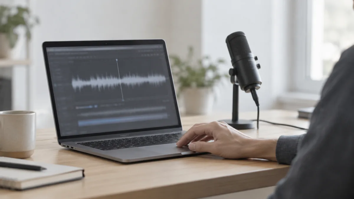 A speech waveform on screen for recognition and interruption detection