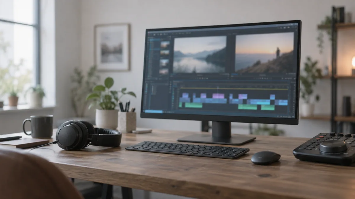 Joining several few-second clips into one video at the editing desk