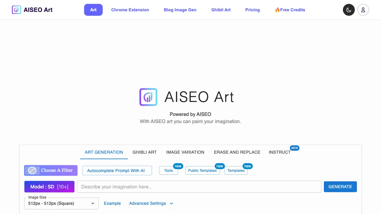 AISEO Art interface preview