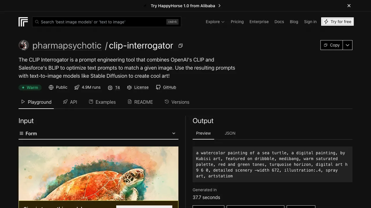 CLIP Interrogator interface preview