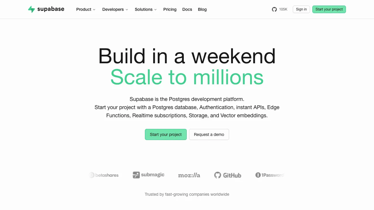 Supabase interface preview